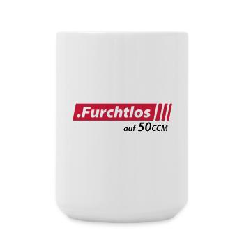 Furchtlos auf 50ccm Stolzer Mofa- und Mopedfahrer - Große Tasse 440 ml - Weiß - Vorne