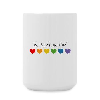 Regenbogenherzchen Beste Freundin - Große Tasse 440 ml - Weiß - Vorne