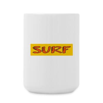 SURFEN. FISCH. STRAND. MEER. OZEAN. HUMOR. FEIERTAG - Große Tasse 440 ml - Weiß - Vorne