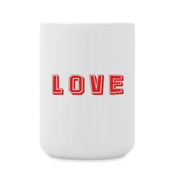 HERZ. HERZ. VALENTINSTAG. LIEBE. LIEBE. PAAR. - Große Tasse 440 ml - Weiß - Vorne