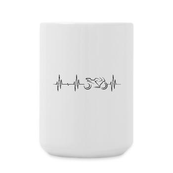 Symbole de moto de course Heartbeat - Grande tasse 440 ml - blanc - Devant