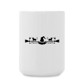 Halloween cats and witches' hat - Large Mug 440 ml - white - Front