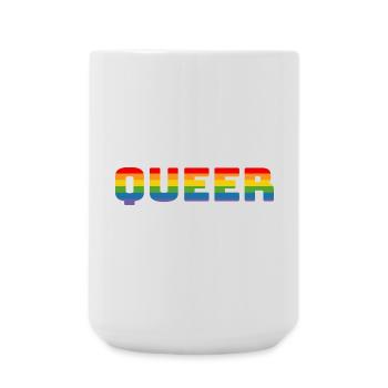 Regenbogen queer LGBT CSD Shirt lgbtqi queer - Große Tasse 440 ml - Weiß - Vorne