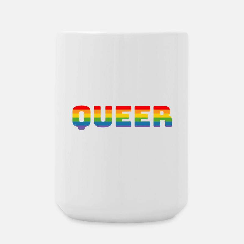 Rainbow queer LGBT CSD Shirt lgbtqi queer - Large Mug 440 ml - white