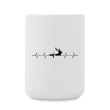 Herzschlag-Hirsch - Große Tasse 440 ml - Weiß - Vorne