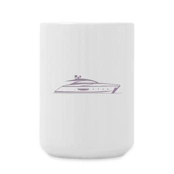 Motorboat Yacht Silhouette Minimal Design - Large Mug 440 ml - white - Front