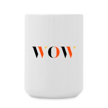 WOW tri-colour - Large Mug 440 ml - white - Front