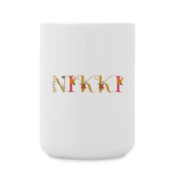 Le nom NIKKI est décoré de fleurs - Grande tasse 440 ml - blanc - Devant