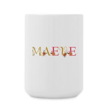 Nom MAEVE Décoré de Fleurs - Grande tasse 440 ml - blanc - Devant