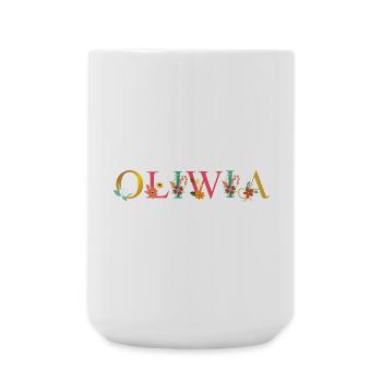 OLIWIA Name mit Blumen geschmückt - Große Tasse 440 ml - Weiß - Vorne