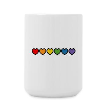 coeurs arc-en-ciel contour noir LGBT lgbtqi queer - Grande tasse 440 ml - blanc - Devant
