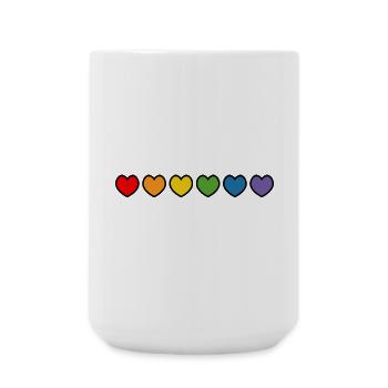 Gay Shirt LGBT Regenbogen herzchen outline schwarz - Große Tasse 440 ml - Weiß - Vorne