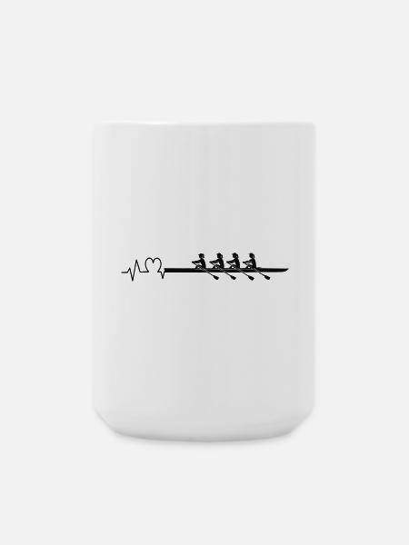 Rudern Herzschlag Frauenvierer - Große Tasse 440 ml - Weiß