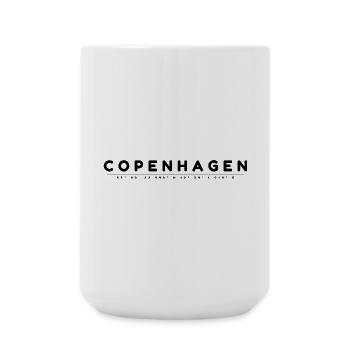 Kopenhagen Koordinaten Design - Minimalistisch - Große Tasse 440 ml - Weiß - Vorne