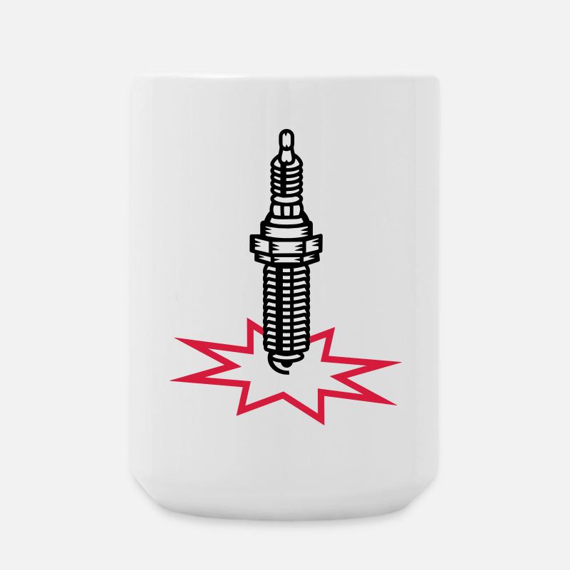 Zündkerze mit Zündfunken - Große Tasse 440 ml - Weiß