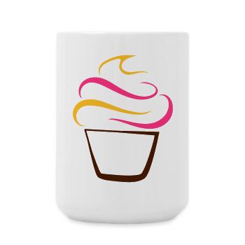 Cupcake Federzeichnung - Große Tasse 440 ml - Weiß - Vorne