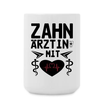 Zahnärztin mit Herz Geschenk - Große Tasse 440 ml - Weiß - Vorne