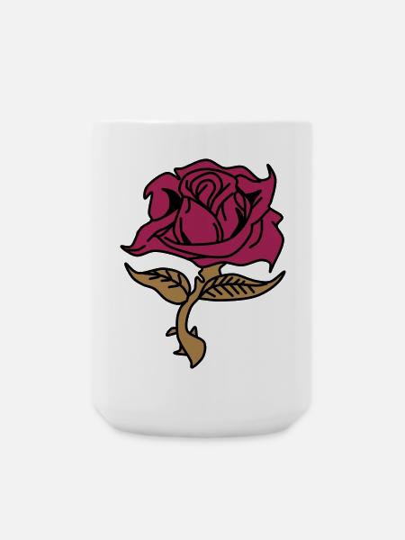 Rose (Blume) - Große Tasse 440 ml - Weiß