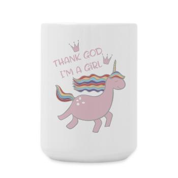 Danke Gott, ich bin ein Mädchen - Einhorn - Große Tasse 440 ml - Weiß - Vorne