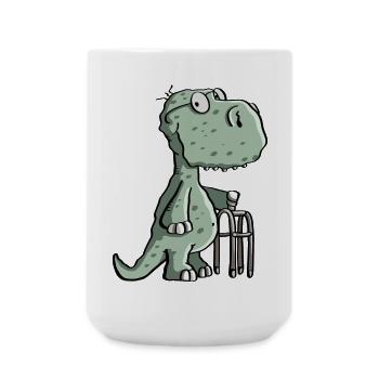Grand-père dinosaure avec Walker - Vieux - Dino - Comic - Grande tasse 440 ml - blanc - Devant