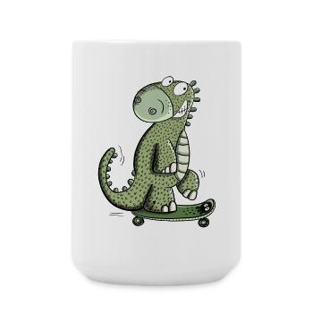 Happy Dinosaurier Mit Saktebaord I Dino Fun Sport - Große Tasse 440 ml - Weiß - Vorne