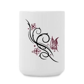 Cherry blossoms with butterfly - Large Mug 440 ml - white - Front