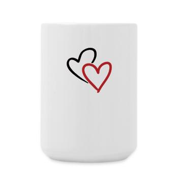 Cœur double, Cœur, Coeur, 2 Coeurs - Grande tasse 440 ml - blanc - Devant