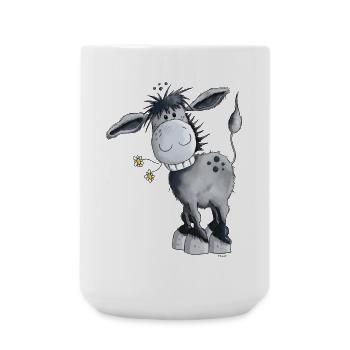 Knuffiger Esel - Große Tasse 440 ml - Weiß - Vorne