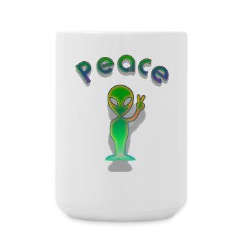 Peace Alien - Große Tasse 440 ml - Weiß - Vorne