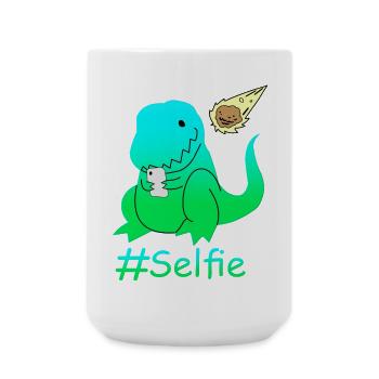 Lustiger Selfie Dinosaurier - Große Tasse 440 ml - Weiß - Vorne
