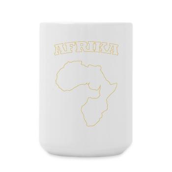 Afrika Silhouette mit Goldrand Afrika Africa  - Große Tasse 440 ml - Weiß - Vorne