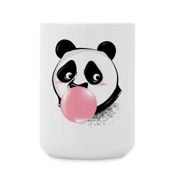 Panda fait des bulles de chewing-gum avec de la gomme rose - Grande tasse 440 ml - blanc - Devant