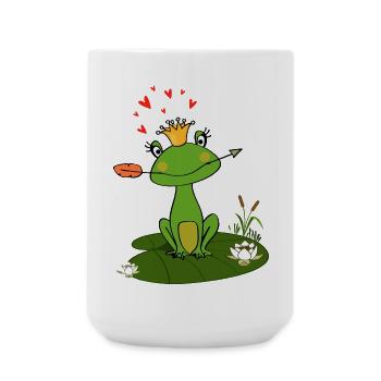 Charming frog with crown and heart - Large Mug 440 ml - white - Front