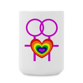 lesbian women female symbols CSD - Large Mug 440 ml - white - Front