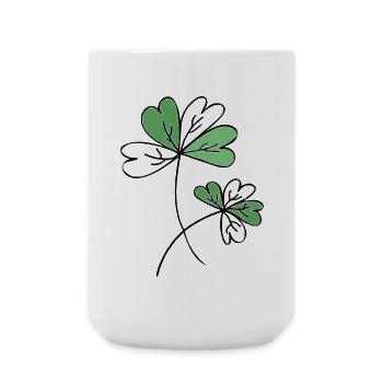Klee / Glück / Sprüche / Trend / cool - Große Tasse 440 ml - Weiß - Vorne