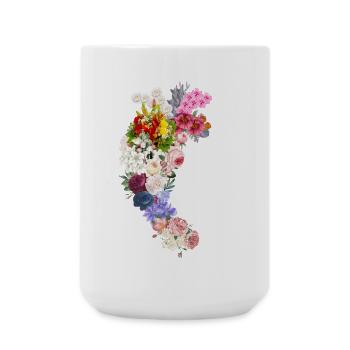 Florales anatomisches Herz - Große Tasse 440 ml - Weiß - Vorne