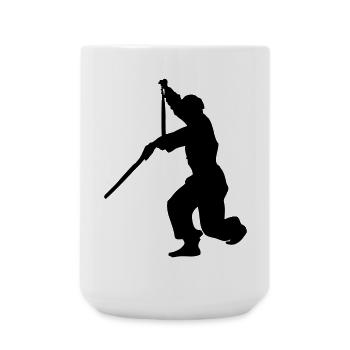 Sanchaku 3 Stück Nunchaku Kung Fu - Große Tasse 440 ml - Weiß - Vorne