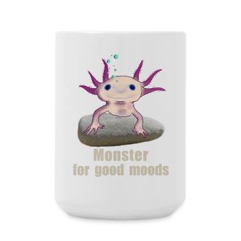 Monstre axolotl pour la bonne humeur, dessin à la main - Grande tasse 440 ml - blanc - Devant