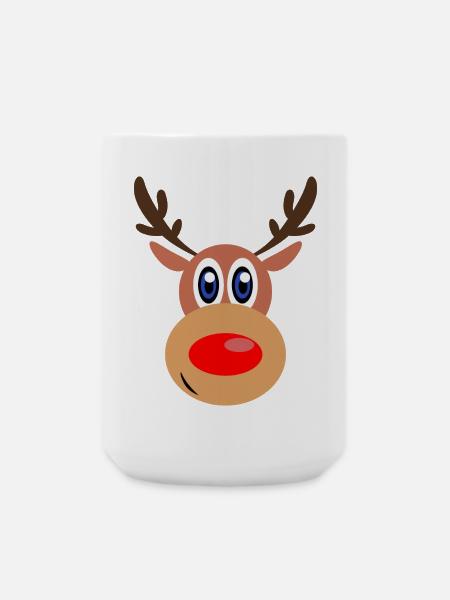 Rudolph Weihnachten Rentier Gesicht - Große Tasse 440 ml - Weiß