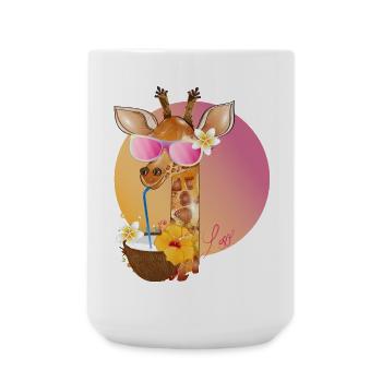 cool giraffe with sunglasses enjoys the summer - Large Mug 440 ml - white - Front
