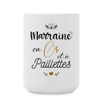 Marraine en or et à paillettes - Grande tasse 440 ml - blanc - Devant