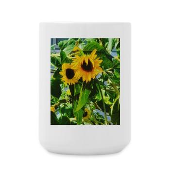 EG Blumen I Sonnenblumen I Urlaub I Garten - Große Tasse 440 ml - Weiß - Vorne