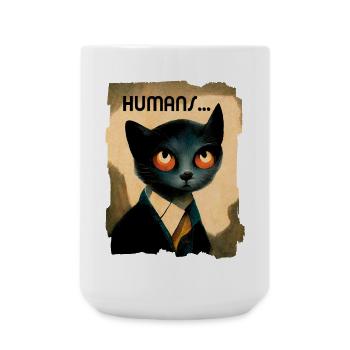 Portrait d'un Chat Pensant Aux humains - Grande tasse 440 ml - blanc - Devant