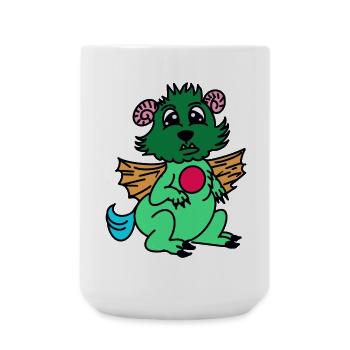 Grüner Drachenfreund mit Flügeln - Große Tasse 440 ml - Weiß - Vorne