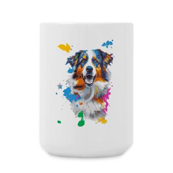 Dog portrait in a colorful flow of color - Large Mug 440 ml - white - Front