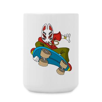 Fox kitsune skateboarding - Large Mug 440 ml - white - Front