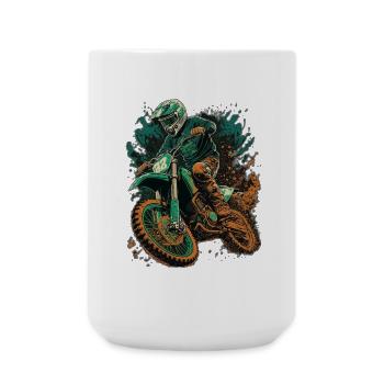 Motocross Storm Green-Orange Splash - Large Mug 440 ml - white - Front