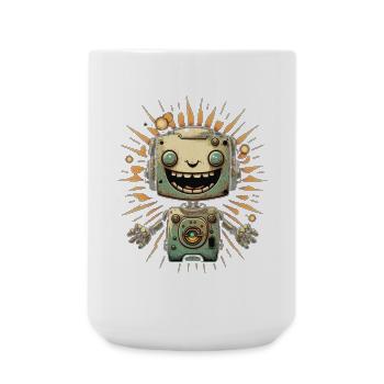 Sunburst Roboter Grinsen - Große Tasse 440 ml - Weiß - Vorne