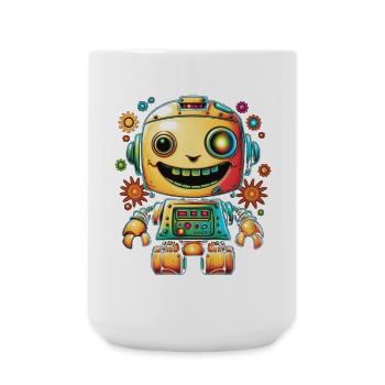 Neon Roboter Pop Getriebe - Große Tasse 440 ml - Weiß - Vorne