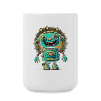 Kawaii Heart Bot Neon Burst - Große Tasse 440 ml - Weiß - Vorne